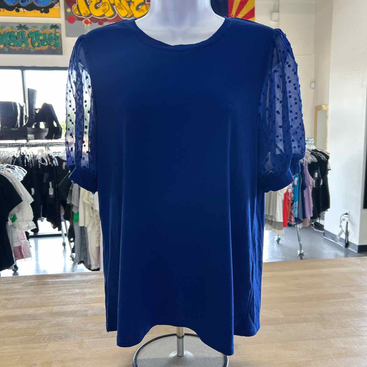 CeCe Size M Blue Preloved Blouse LS