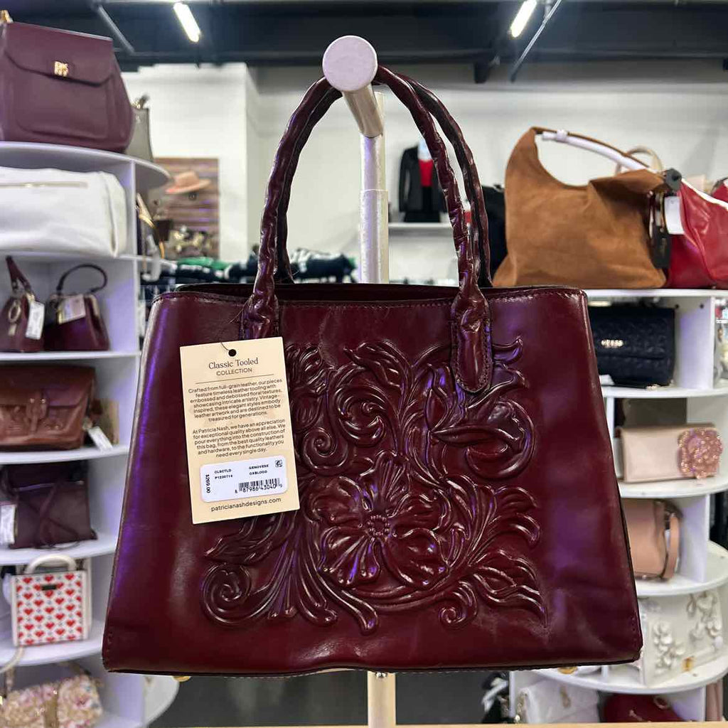 Patricia Nash Genovese Medium Leather Top Handbag Oxblood