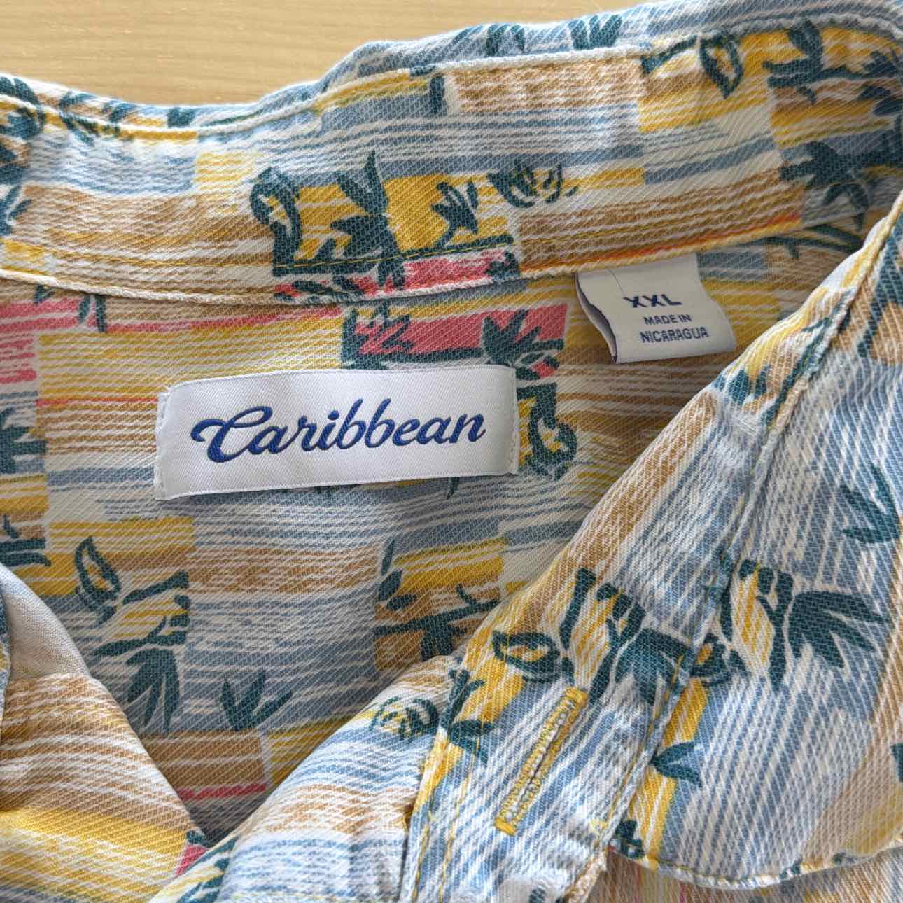 Caribbean Size XXL Tropical Preloved MENS Short Sleeve Shirt