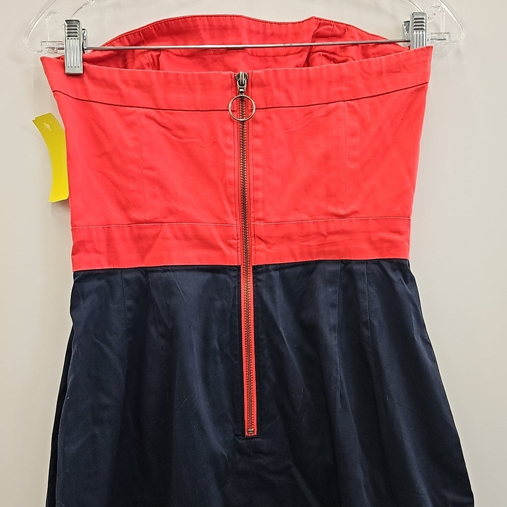 French Connection Size 4 Red & Blue Dress