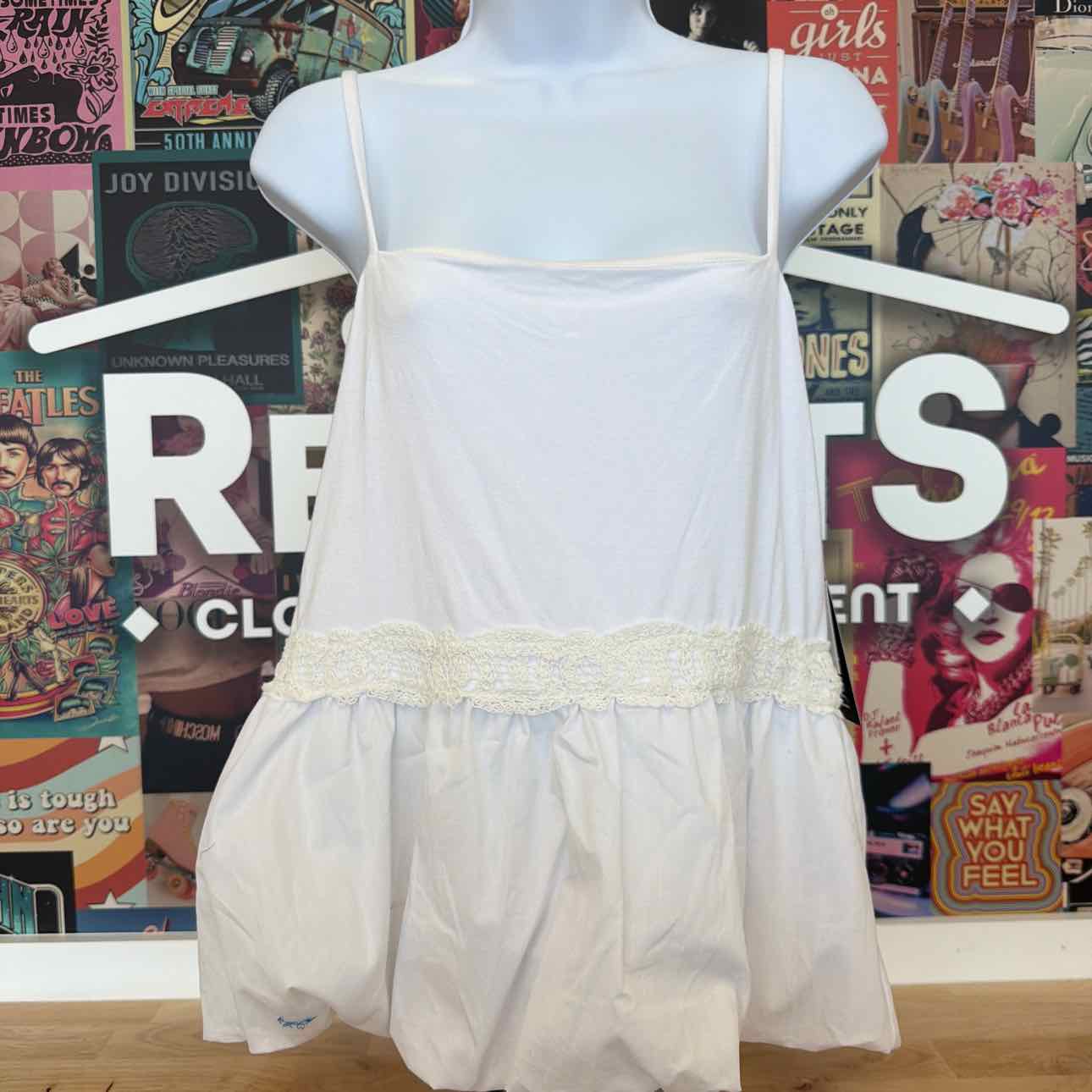 BCX Size XL Solid Poplin Bubble-Peplum Square-Neck Top