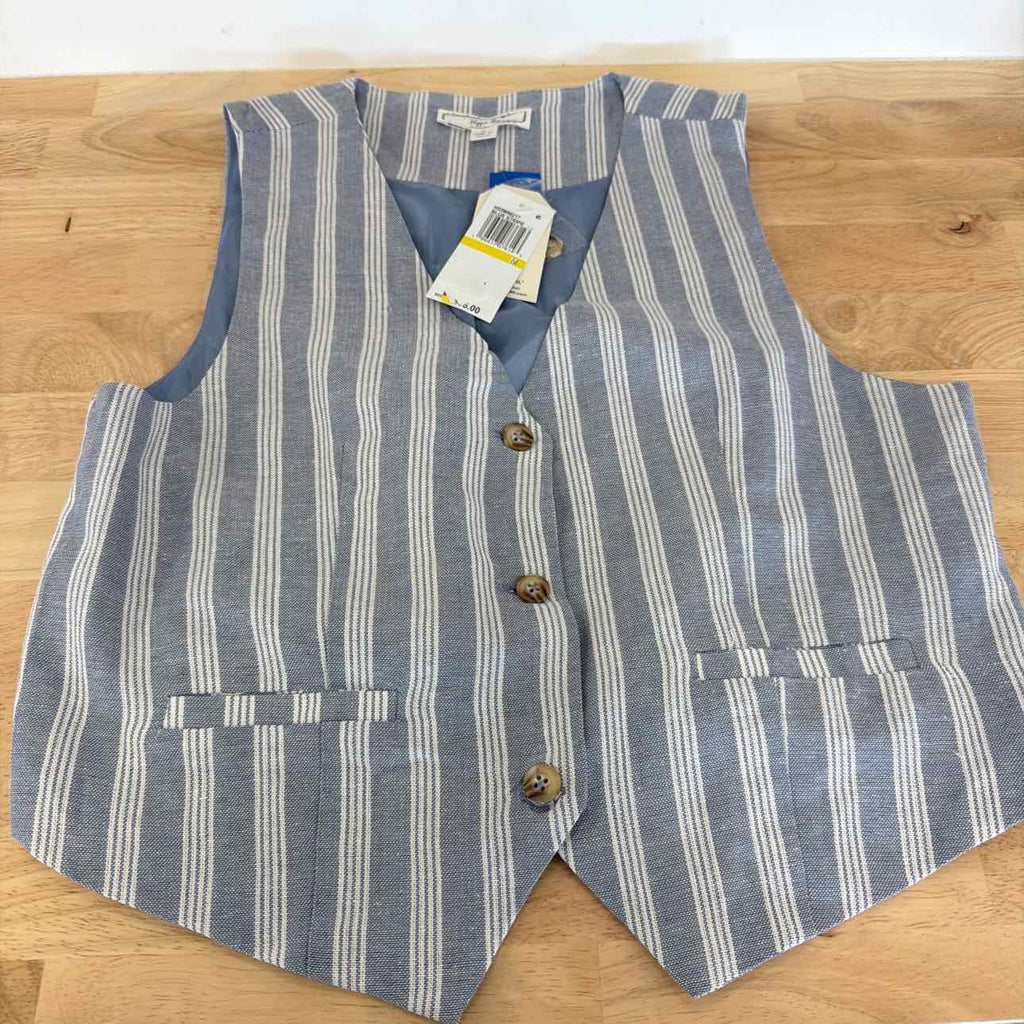 Hippie Rose Juniors' Sleeveless Linen Vest - Blue Stripe