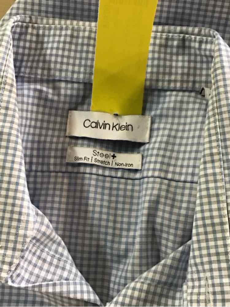 Calvin Klein Size 16 Blue New MENS Button Down Shirt