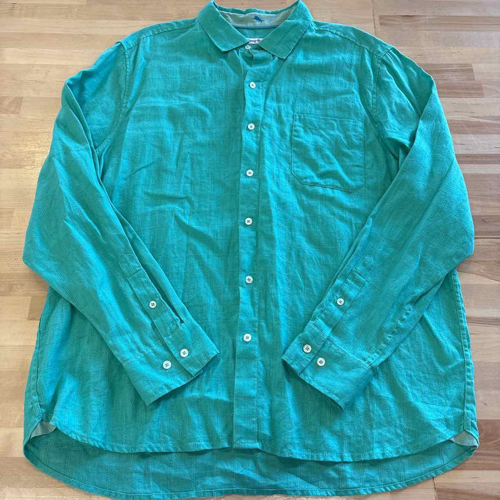 Tommy Bahama Size XL Teal Button Down Shirt