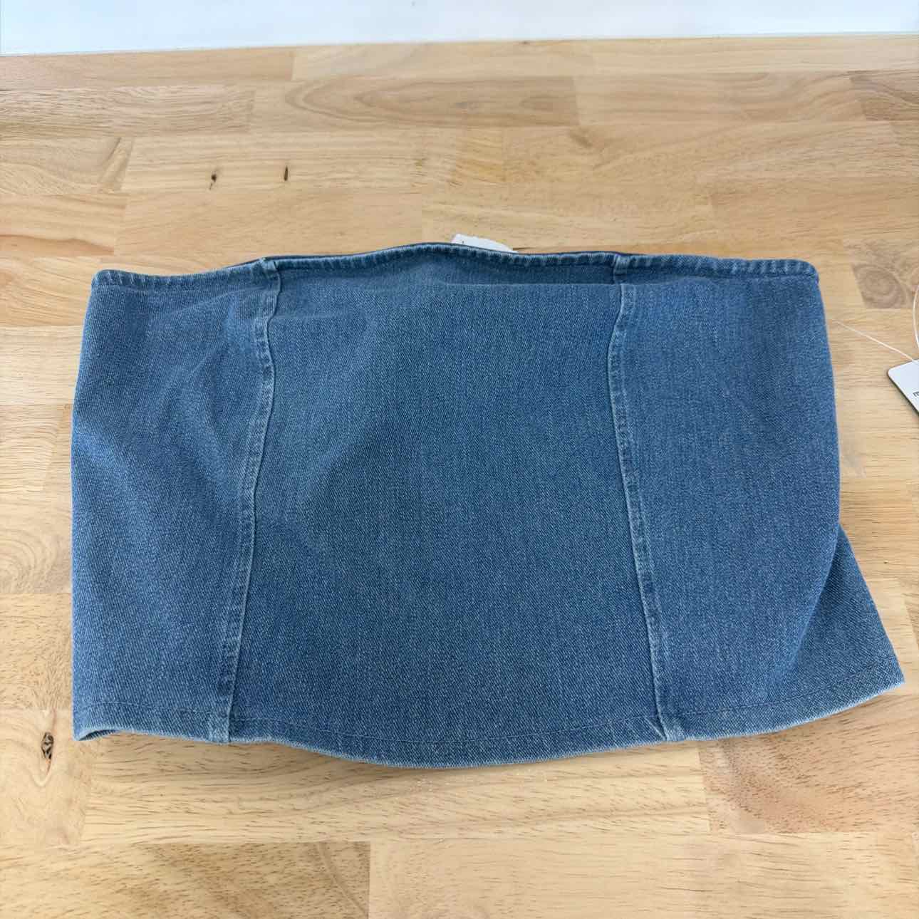 Madden Girl Size L Denim Tube Top - Medium Wash