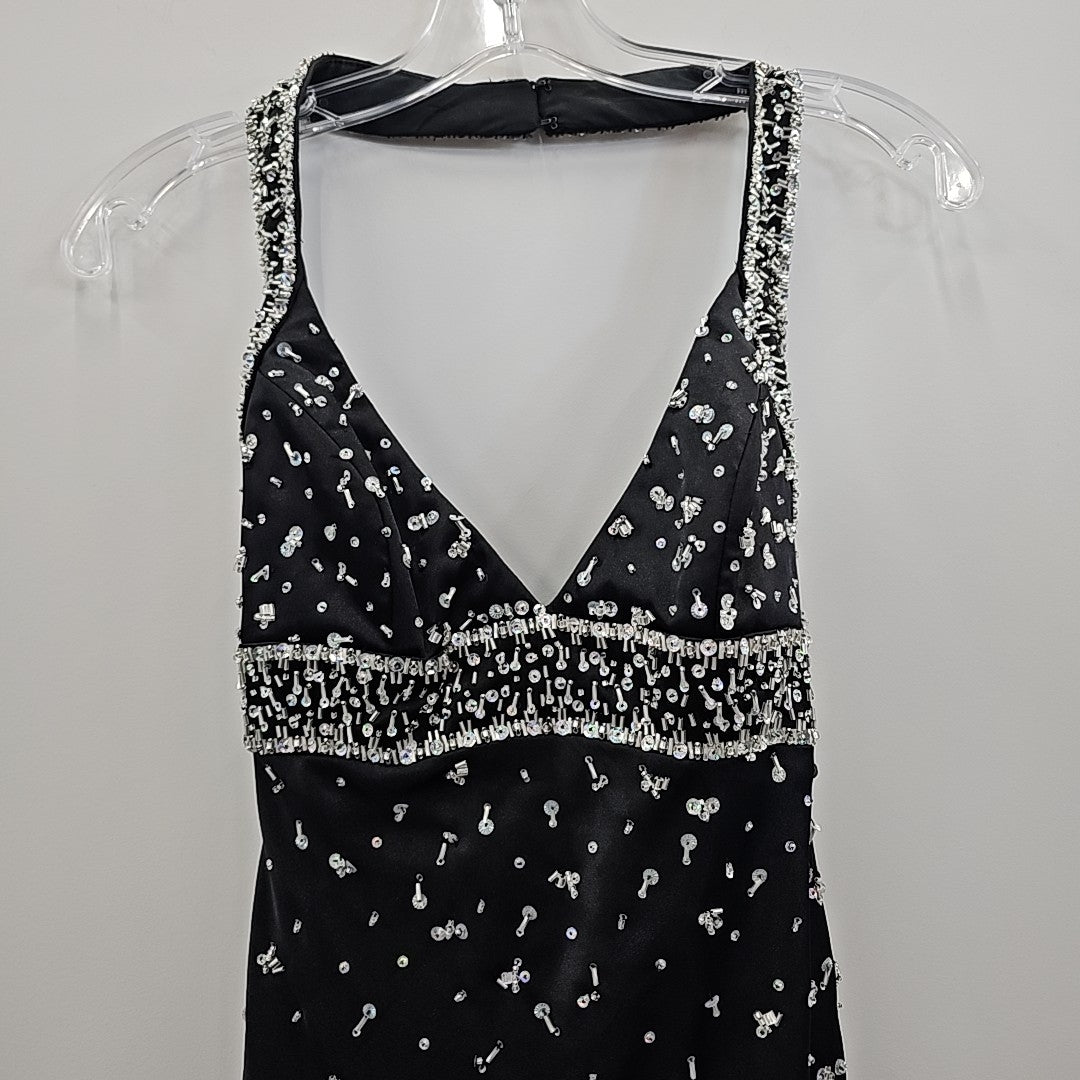 Mori Lee Size 3/4 Black Used Formal Halter Prom Dress