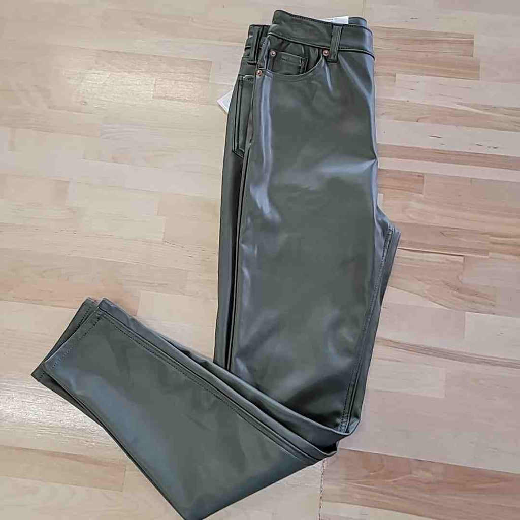 Tinseltown Size 5 Green Faux Leather Hi Rise Vintage Skinny Pants