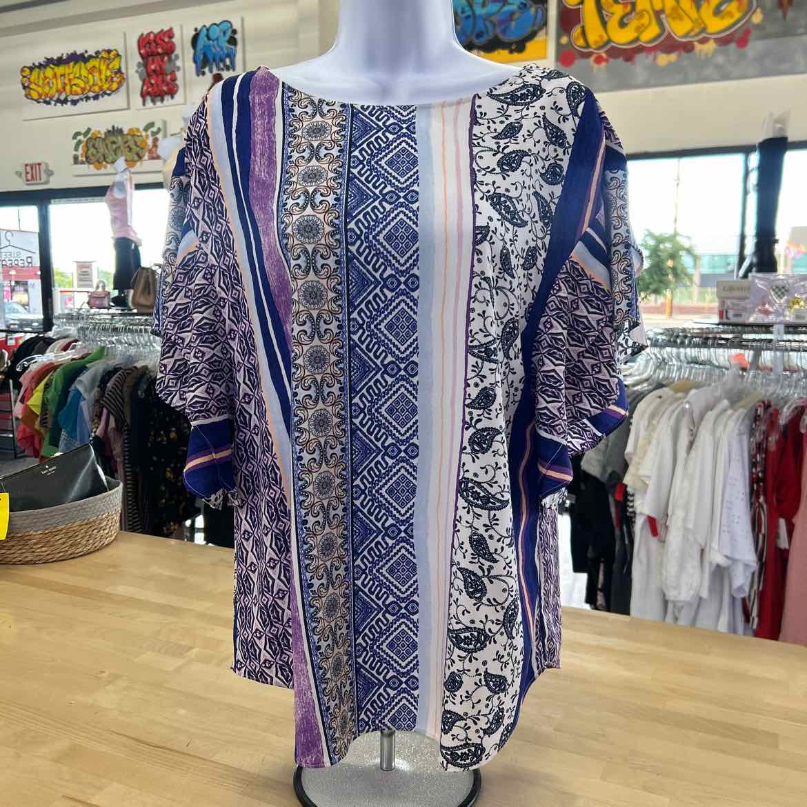 Chico's Size 0 Purple Preloved Blouse SS