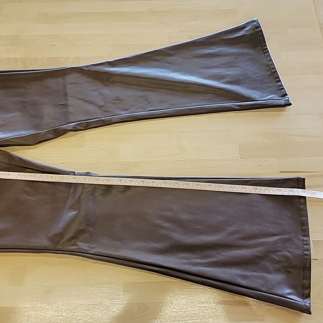 dollhouse Size 1/2 Brown Faux-Leather High-Rise Wide-Leg Jeans NWT
