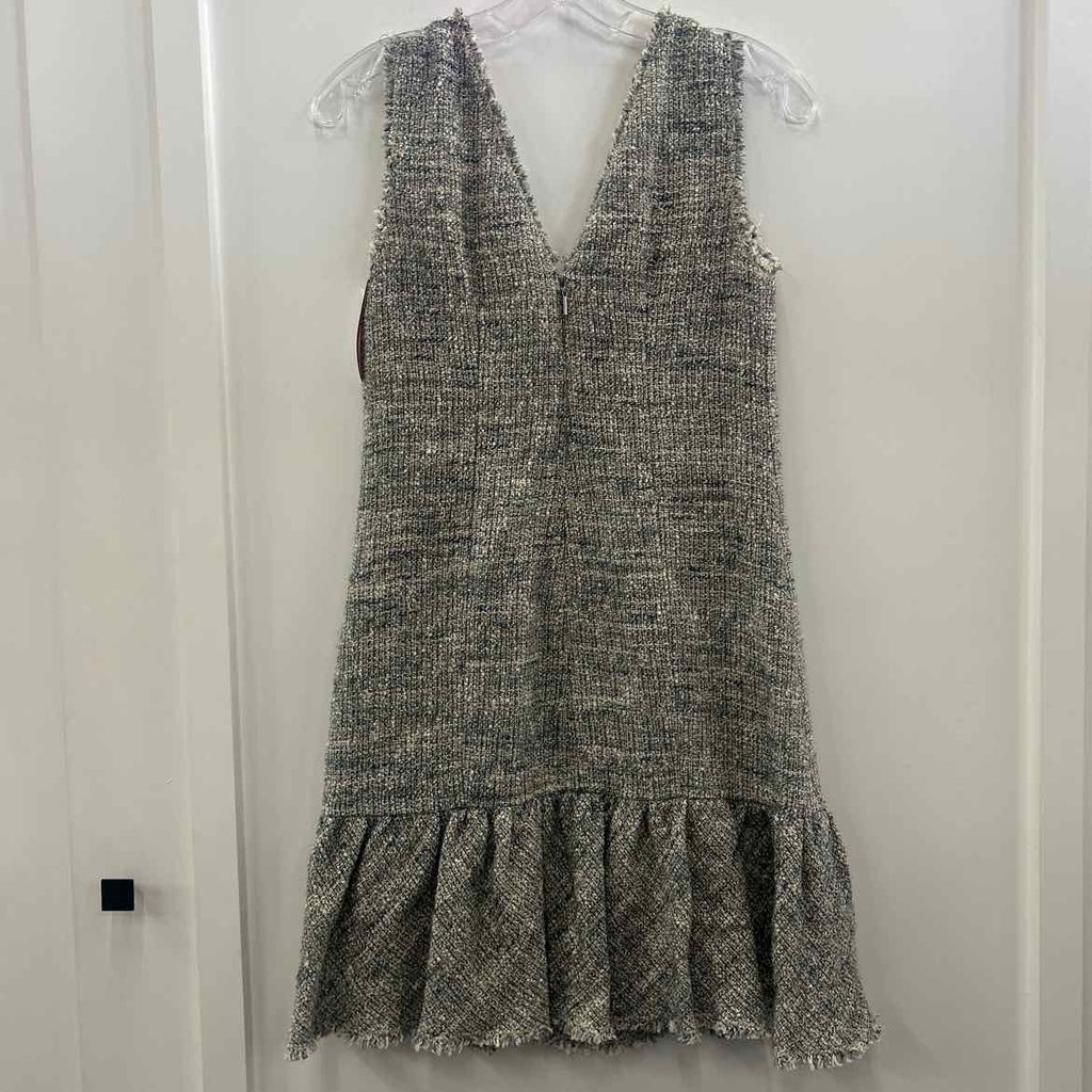 Rebecca Taylor Size 0 Gray Tweed Sleeveless V-Neck Dress