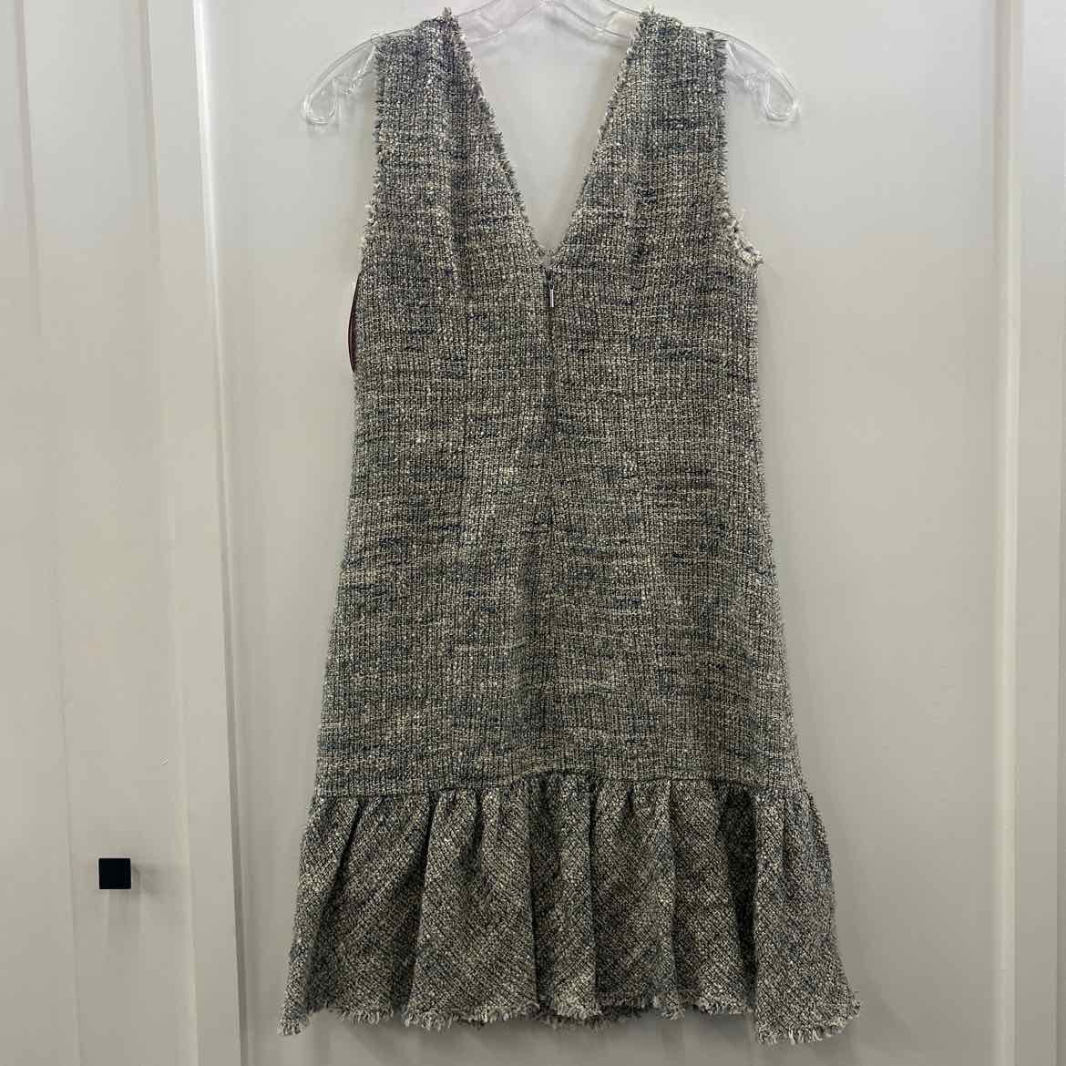 Rebecca Taylor Size 0 Gray Tweed Sleeveless V-Neck Dress