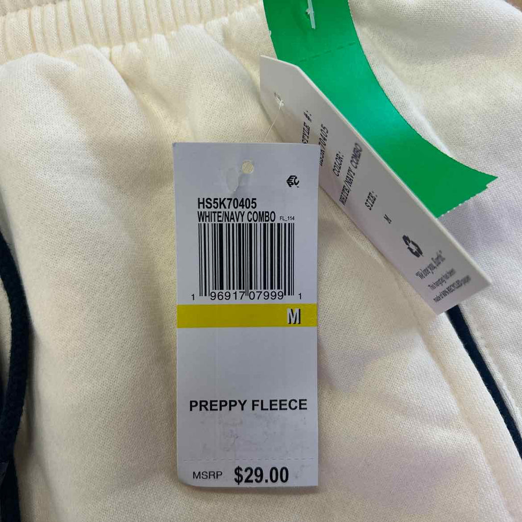 Hippie Rose Juniors' Contrast-Piped Pull-on Sweatshorts - White W/ Navy - M