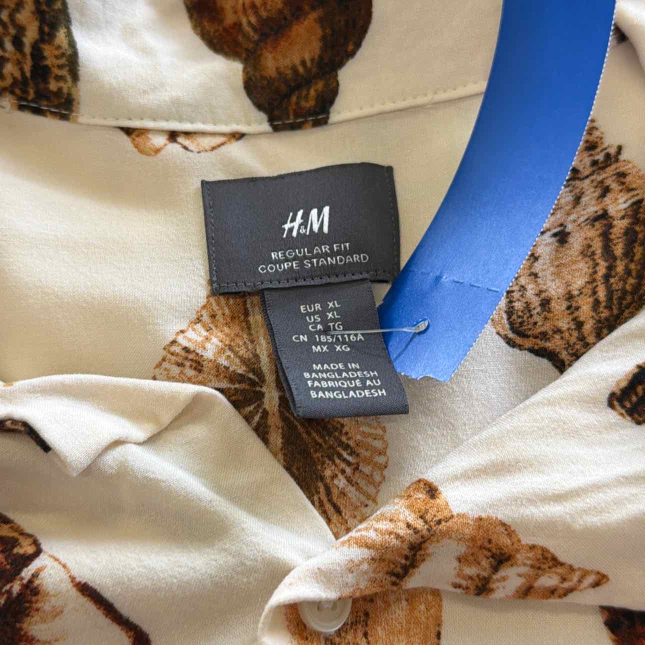 H&M Size XL Tan Preloved MENS Button Down Shirt