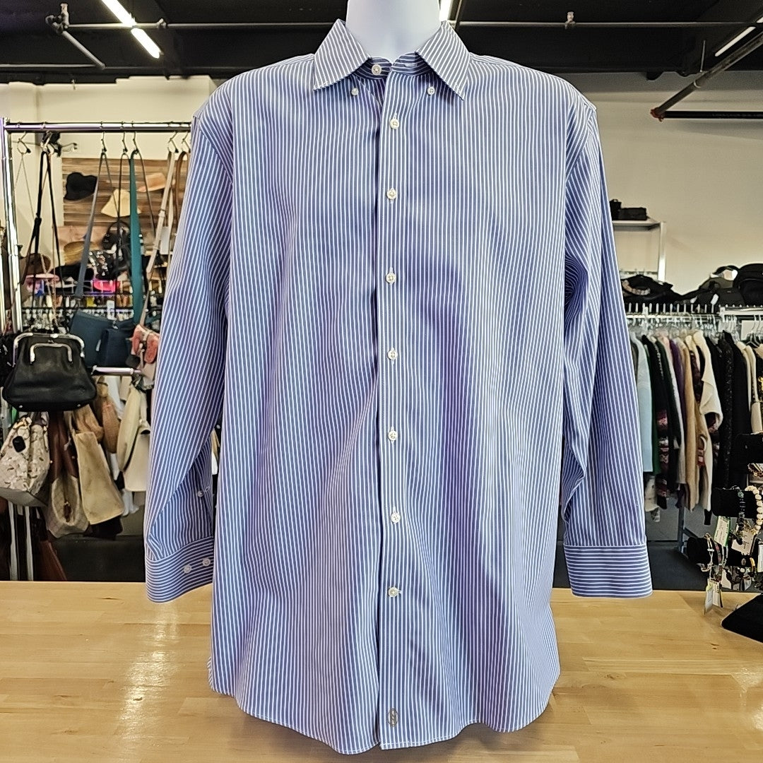 Stafford Size 32 Blue White MENS Button Down Shirt