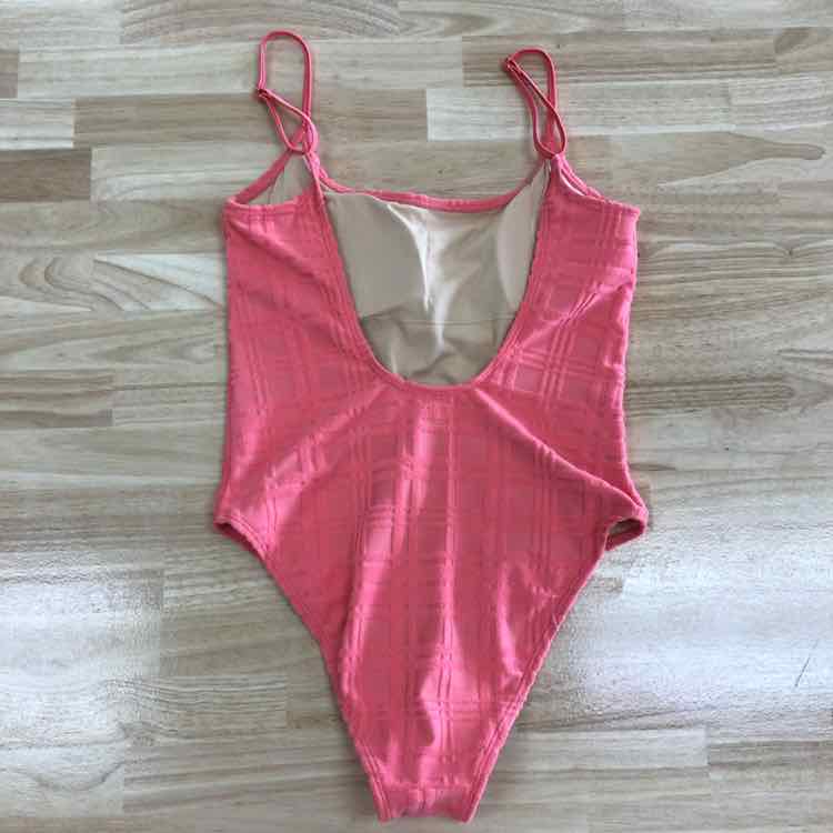 Cotton on Women's Thin-Strap Low-Scoop One Piece Swimsuit - Shell Pink Terry Jac
