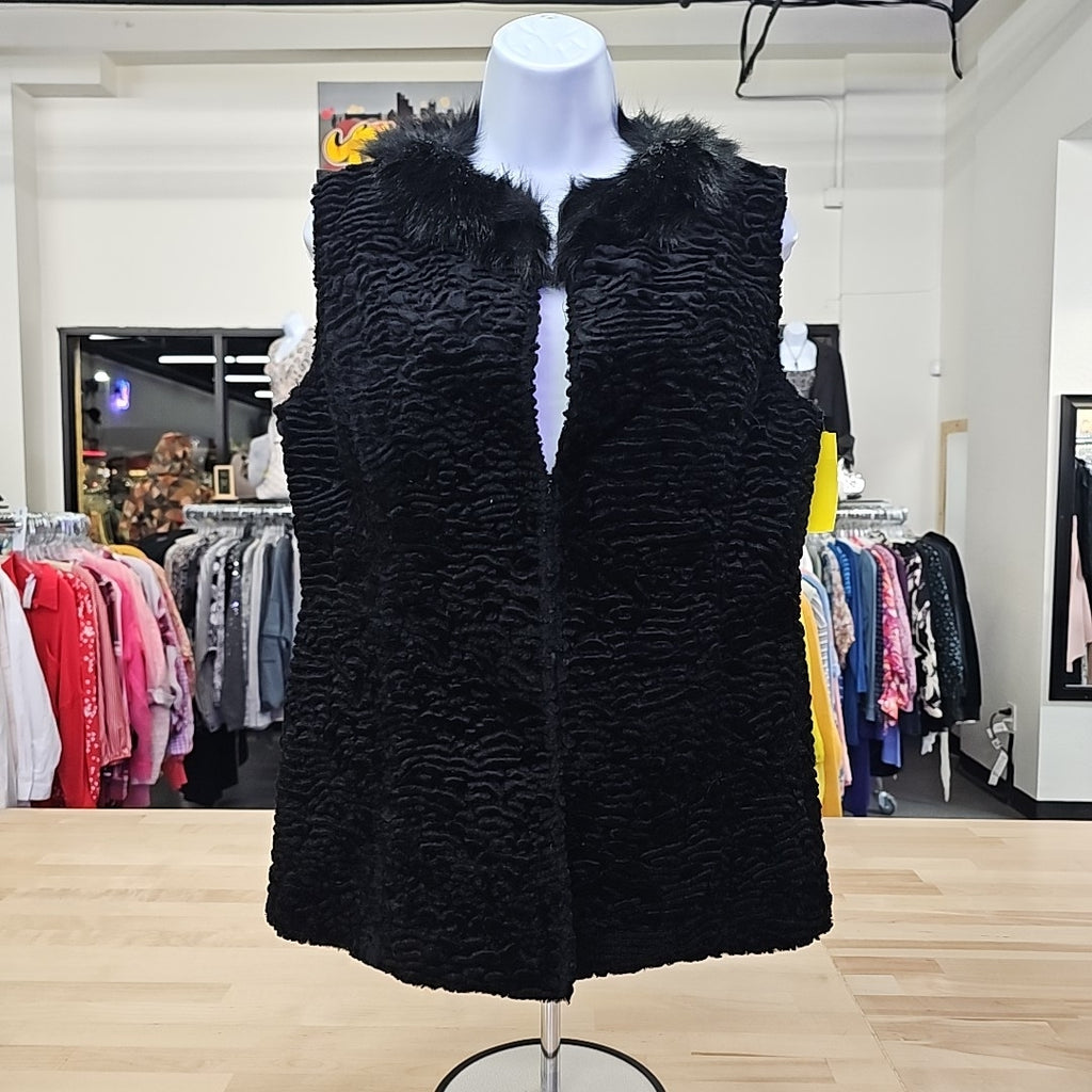 Jaclyn Smith Size S Black Fur Vest