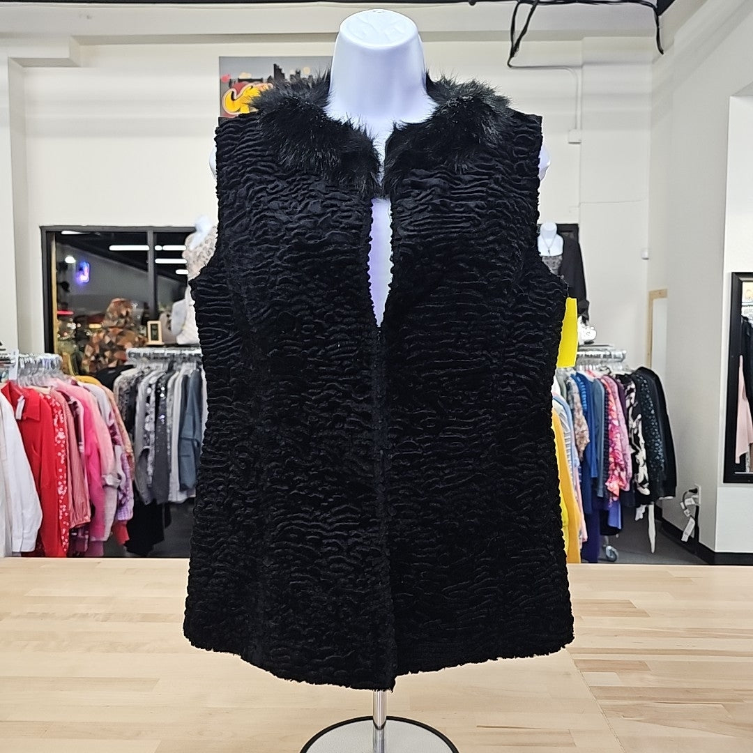 Jaclyn Smith Size S Black Fur Vest