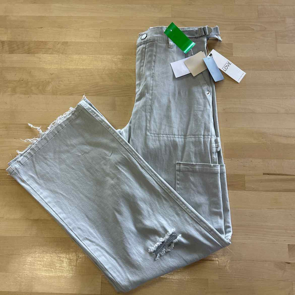 Ultra Flirt Juniors' High-Rise Washed Cargo Pants - Glacier Grey