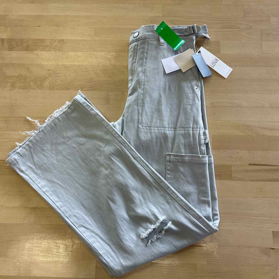 Ultra Flirt Juniors' High-Rise Washed Cargo Pants - Glacier Grey