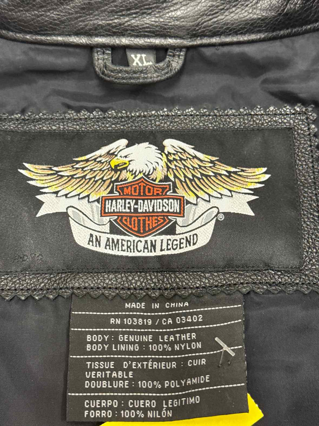 Harley Davidson Size XL Black Leather Moto Jacket