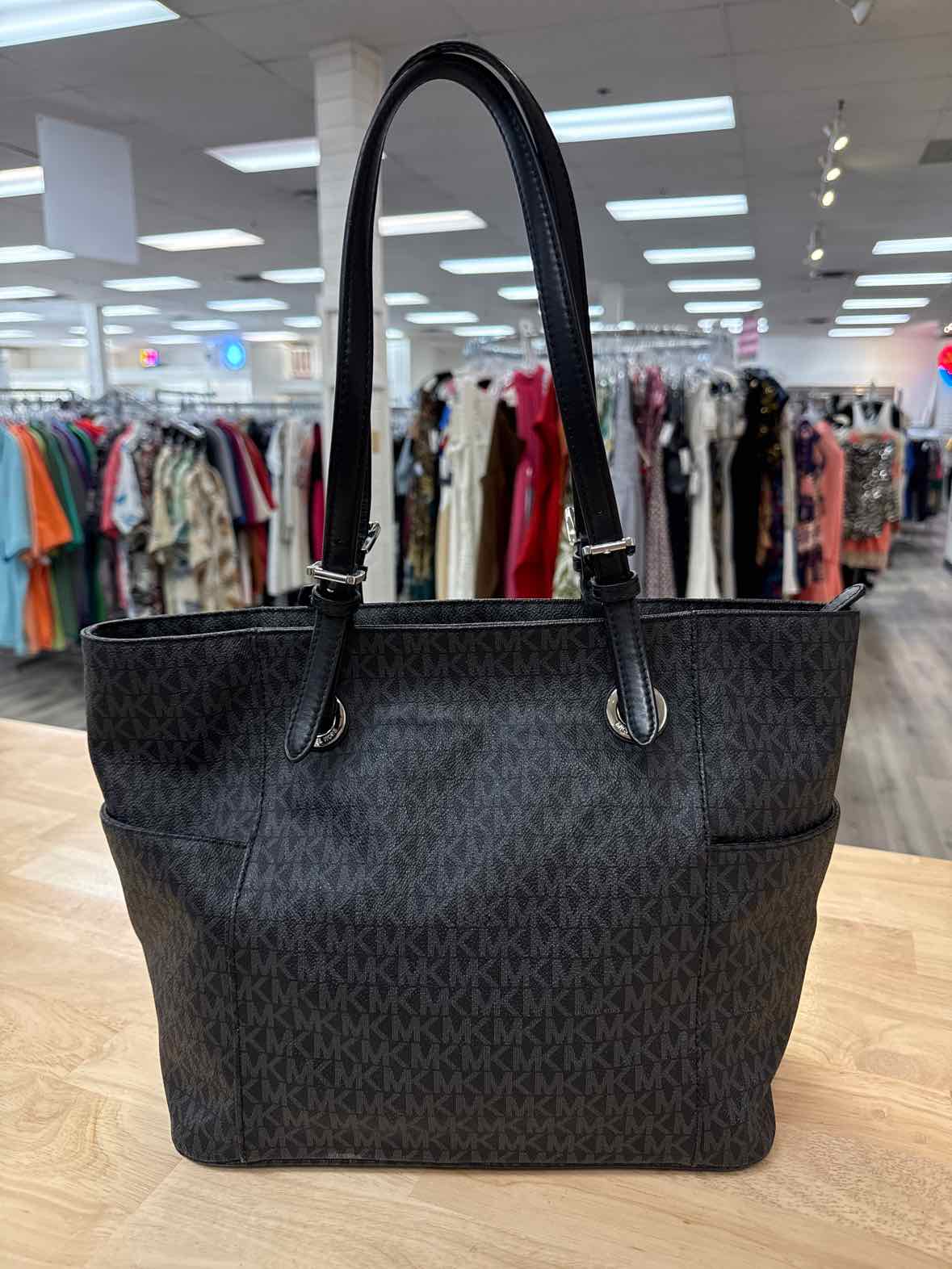 Michael Kors Black & Gray Jet Set East West Signature Tote