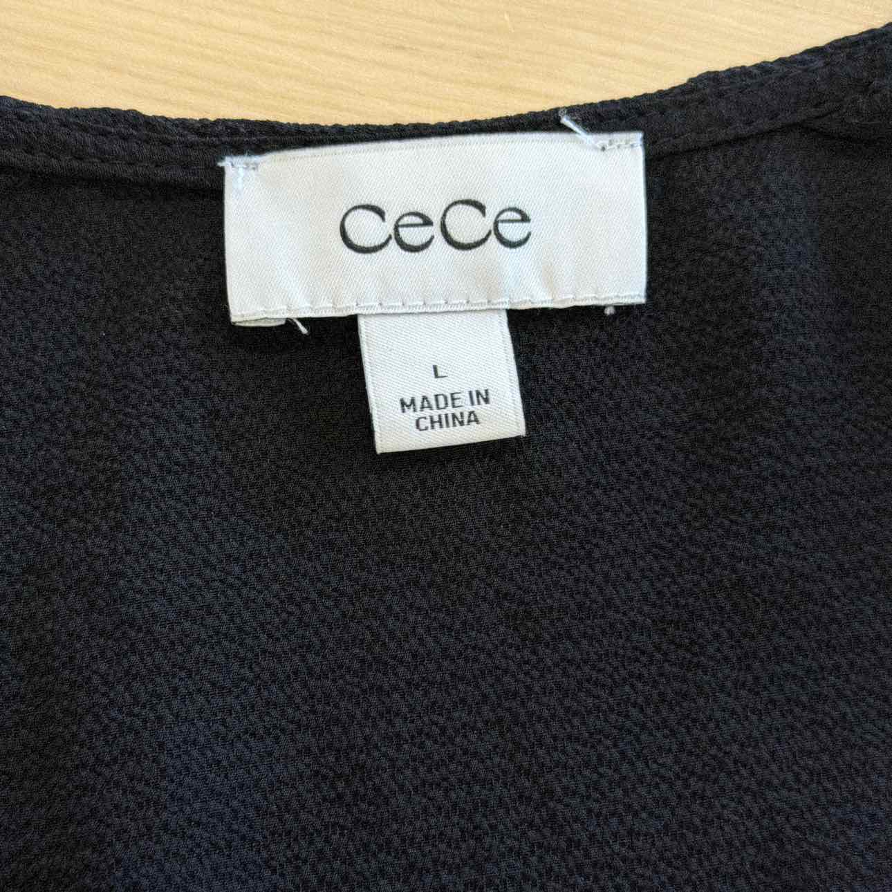 CeCe Women's Circular Trim Pin-Tuck Long Sleeve Blouse