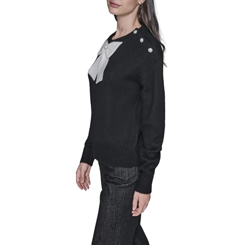 KARL LAGERFELD Paris Women's Sweater, Black/Soft White, Large