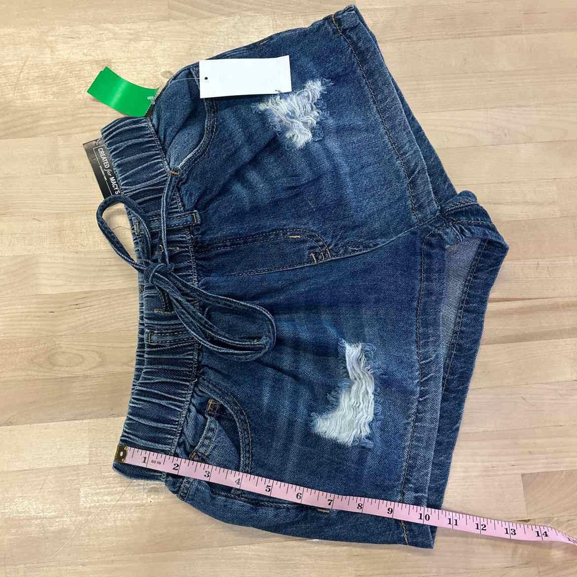 Indigo Rein Juniors' Distressed Drawstring Denim Shorts - Dark Wash - 1