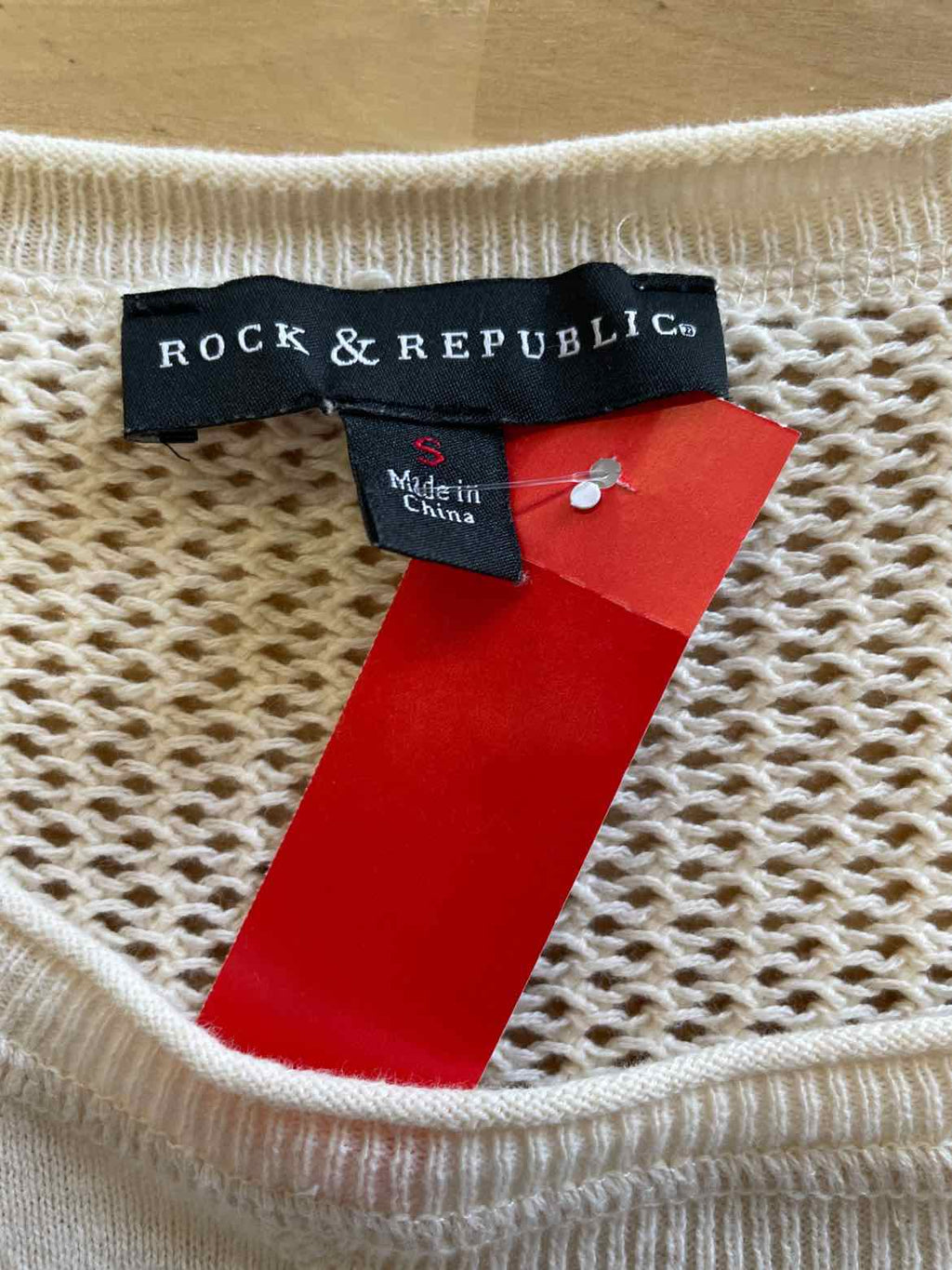 Rock & Republic Size S Cream Knit Top