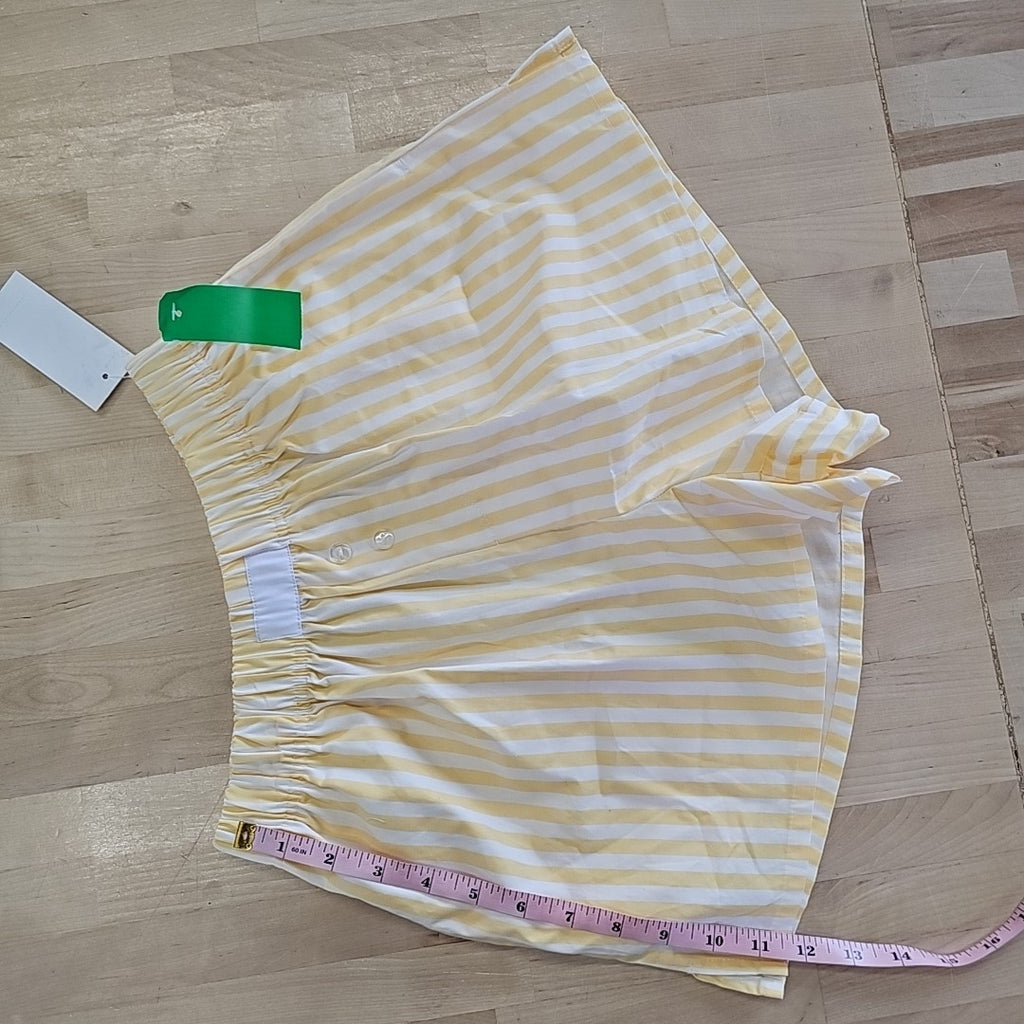 Love Tribe Juniors' Striped Cotton Boxer Shorts - White/Yellow - S