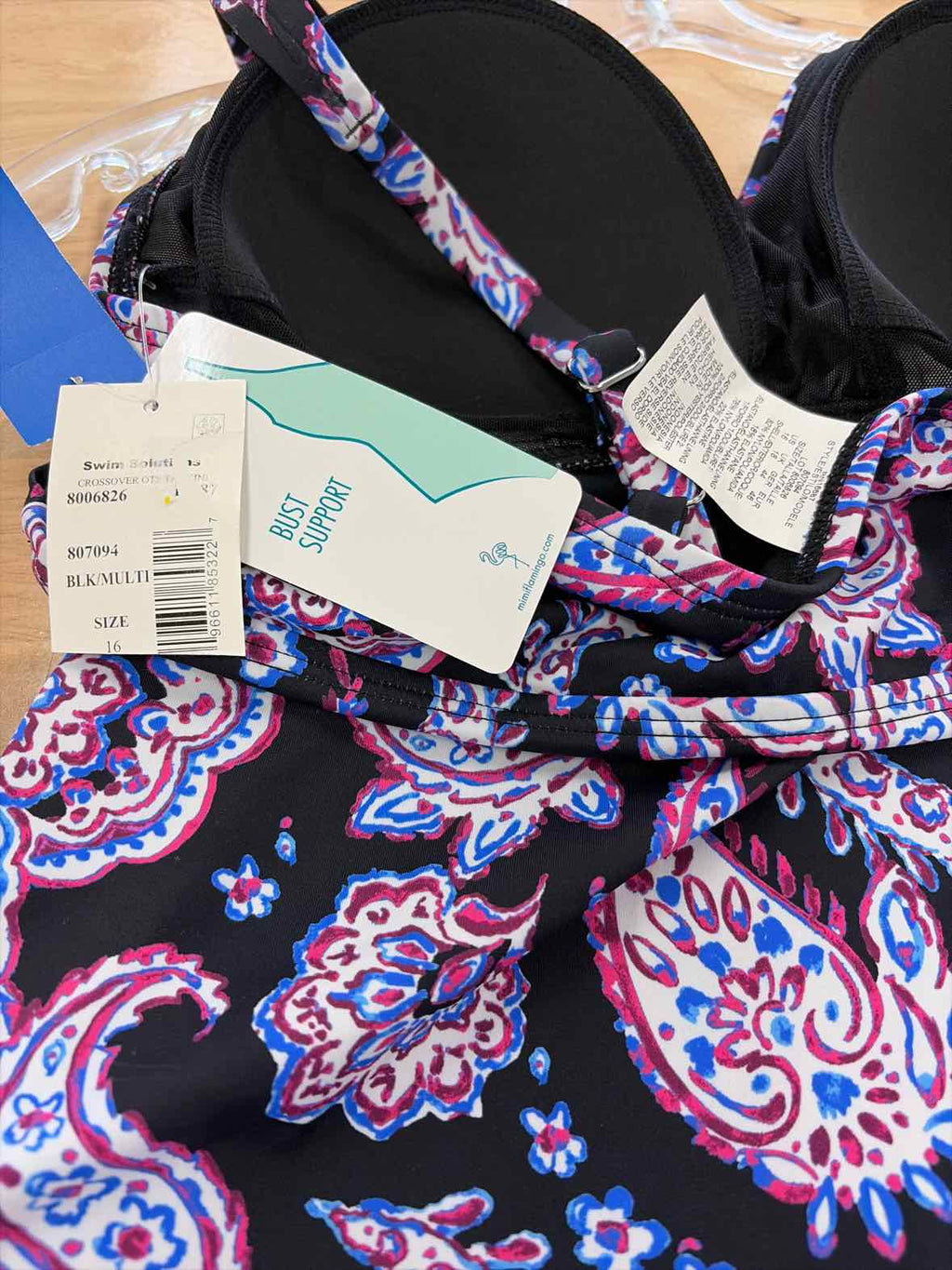 Swim Solutions Size 16  Paisley-Print Tankini Top- Dancing Paisley