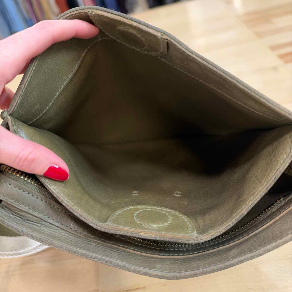 Madewell Green Leather Crossbody