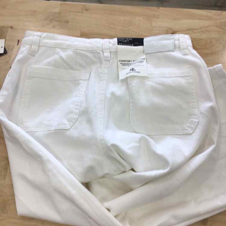 Ralph Lauren Size 8 High Rise Cropped White Wash Jeans