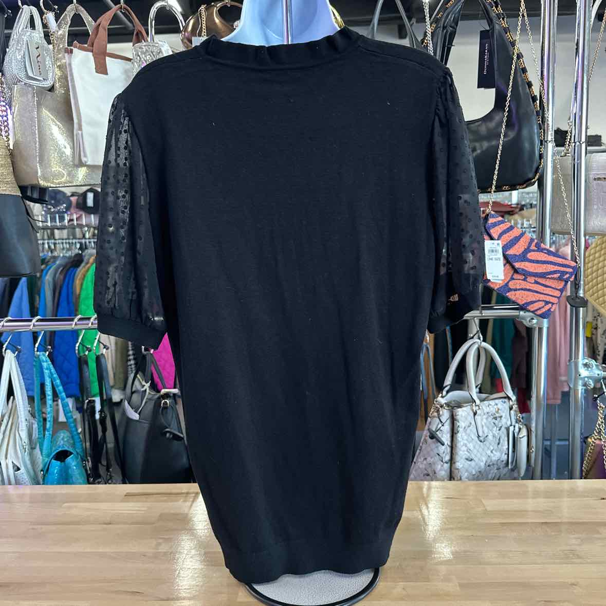 Adrianna Papell Size L Black Blouse