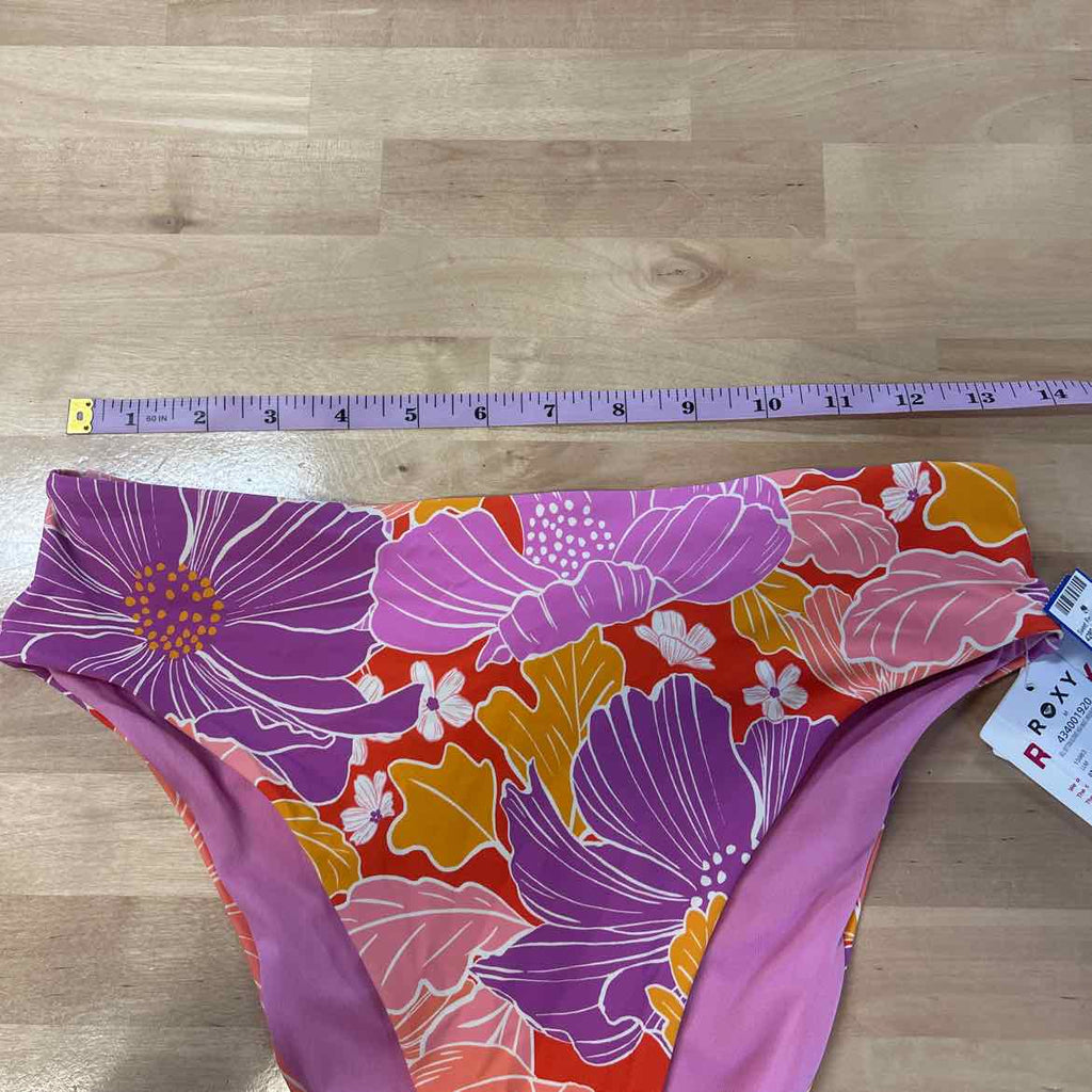 Roxy Size M Bell Bottom Blooms High Waist Bikini Bottoms