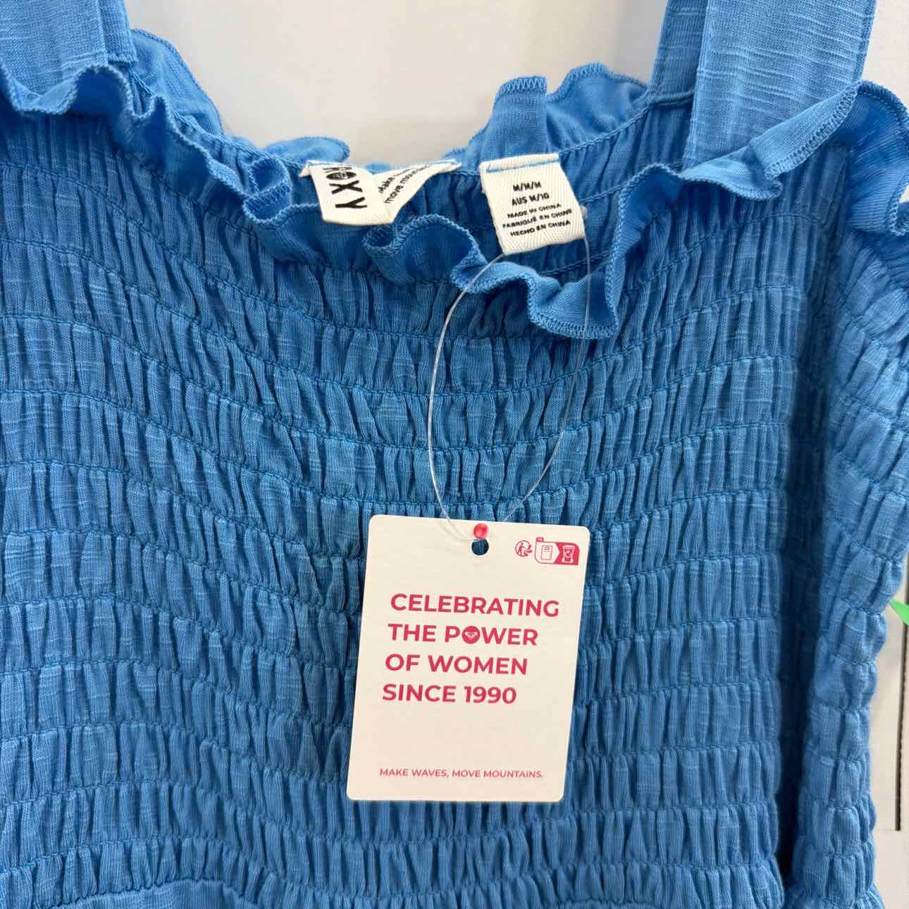Roxy Just Passing by Smocked Jumpsuit - Azure Blue
