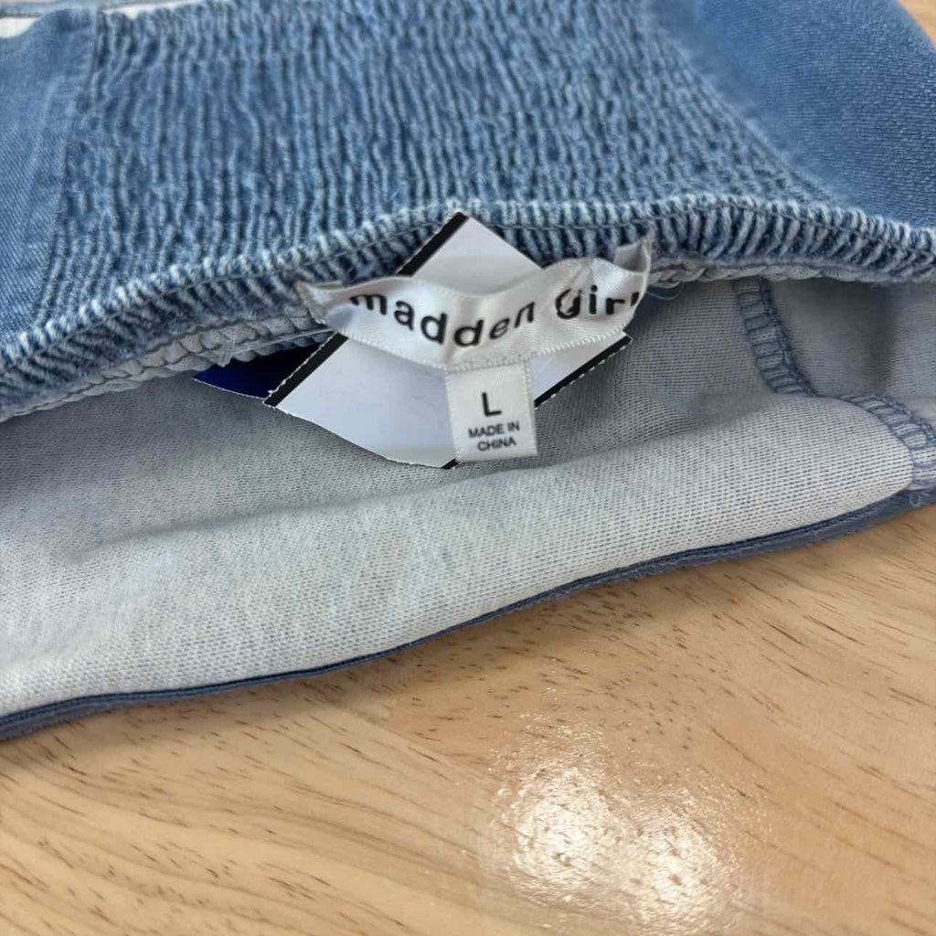 Madden Girl Size L Denim Tube Top - Medium Wash
