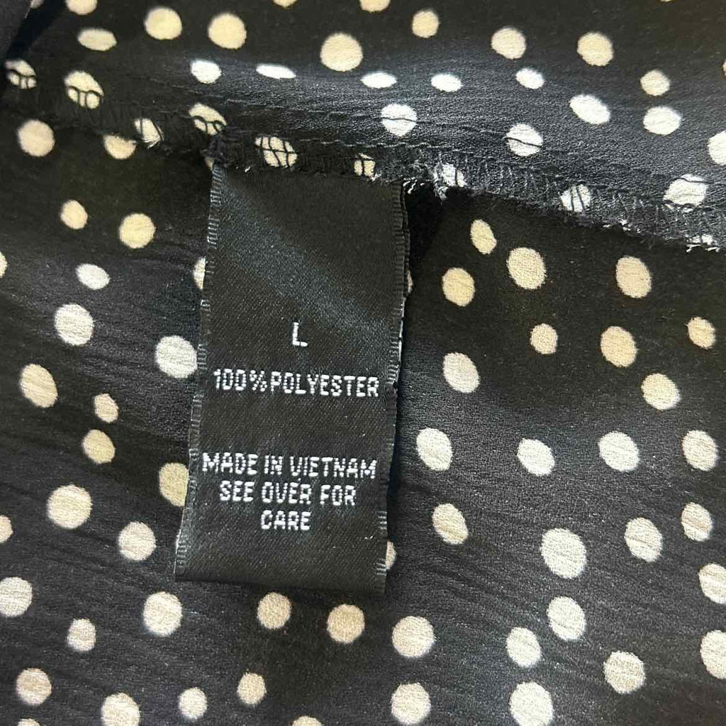 AGB Size L Black/White Polyester Preloved Blouse LS