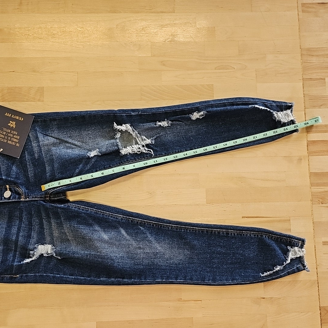 Indigo Rein Juniors' Mid-Rise Distress Curvy Jeans