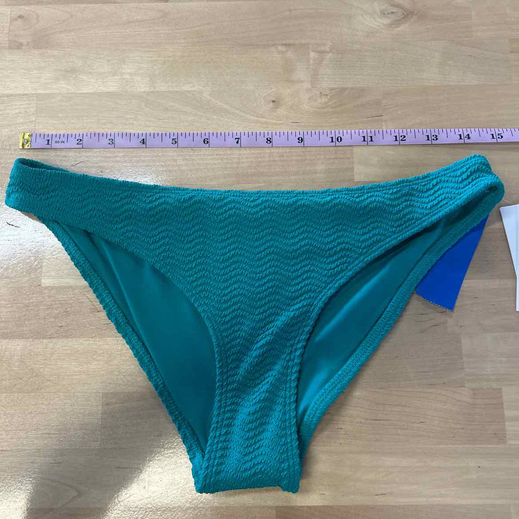 Hurley Size M Green Ribbed New Swimsuit Bottom