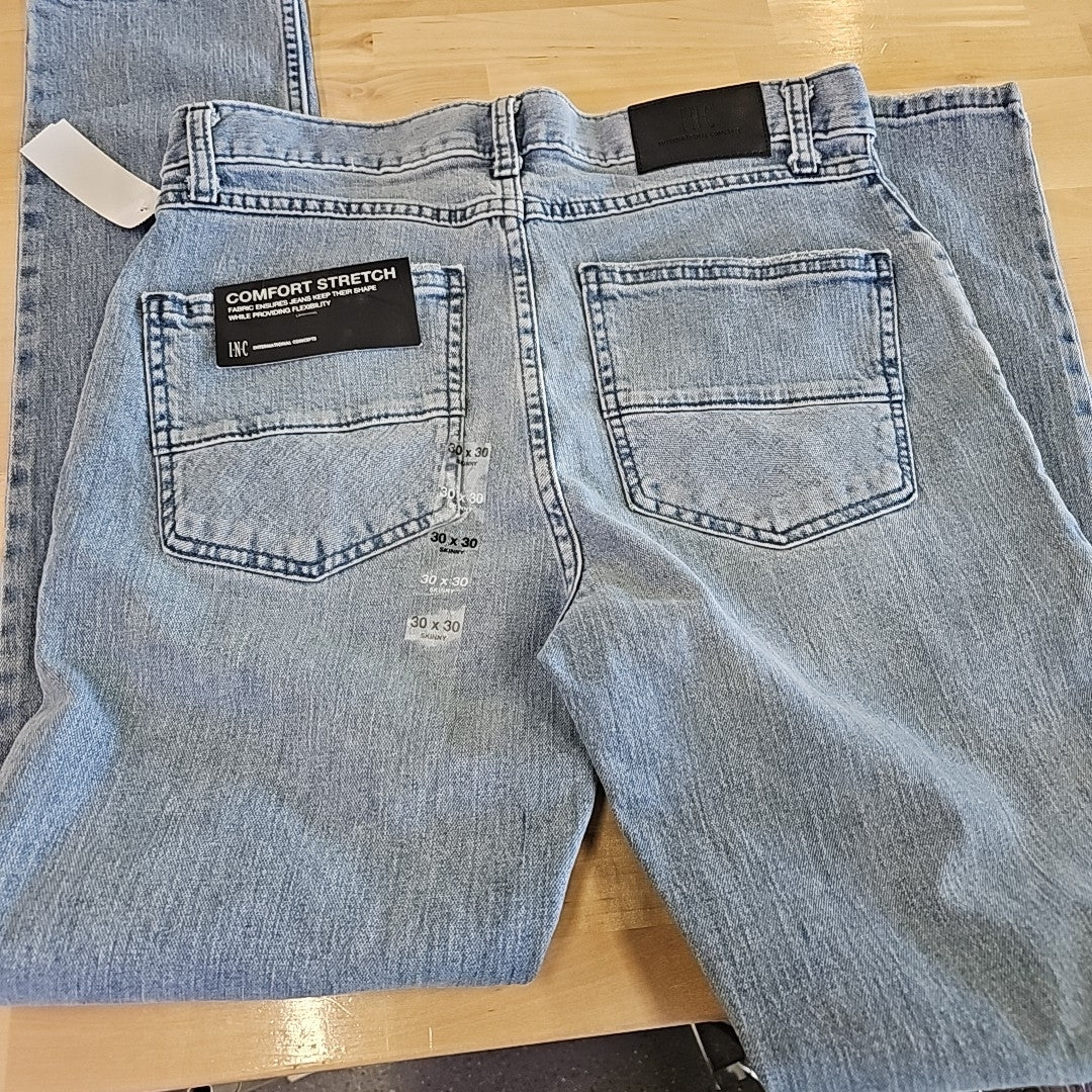 I.n.c. International Concepts Men's Light Wash Skinny Ripped Jeans