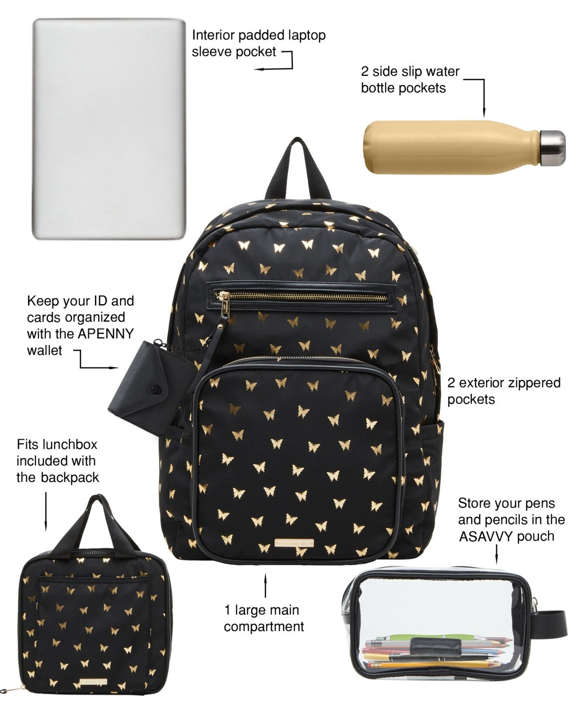 Madden Girl Penny Square Snap Wallet - Black