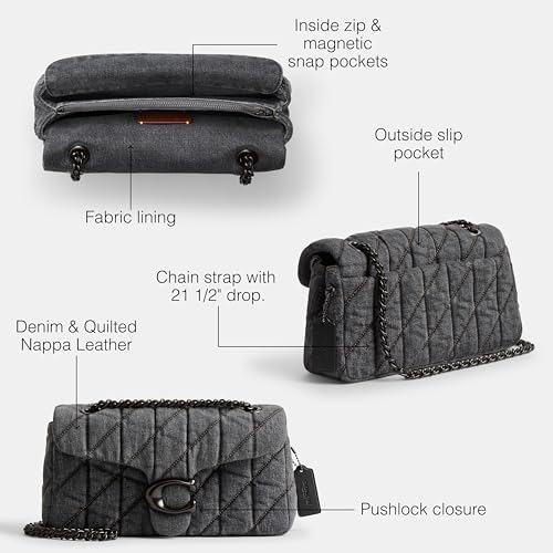 COACH Quilted Tabby Small Deni Pewter Washed Gray