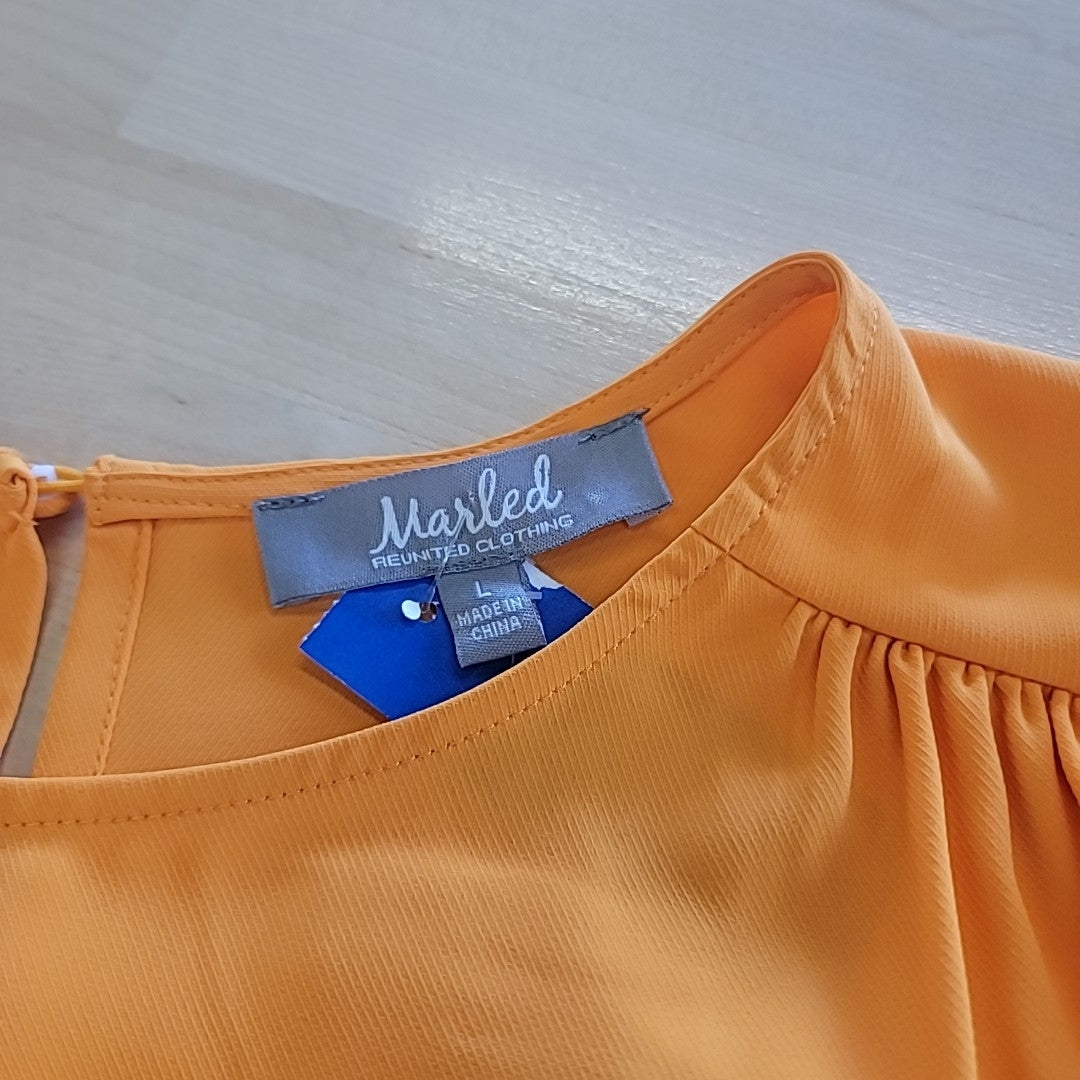 Marled Size L Orange Blouse