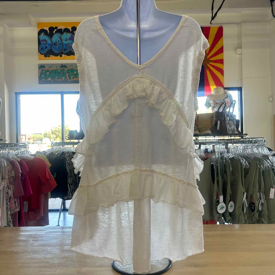 Free People Size XS White Cotton Preloved Tunic
