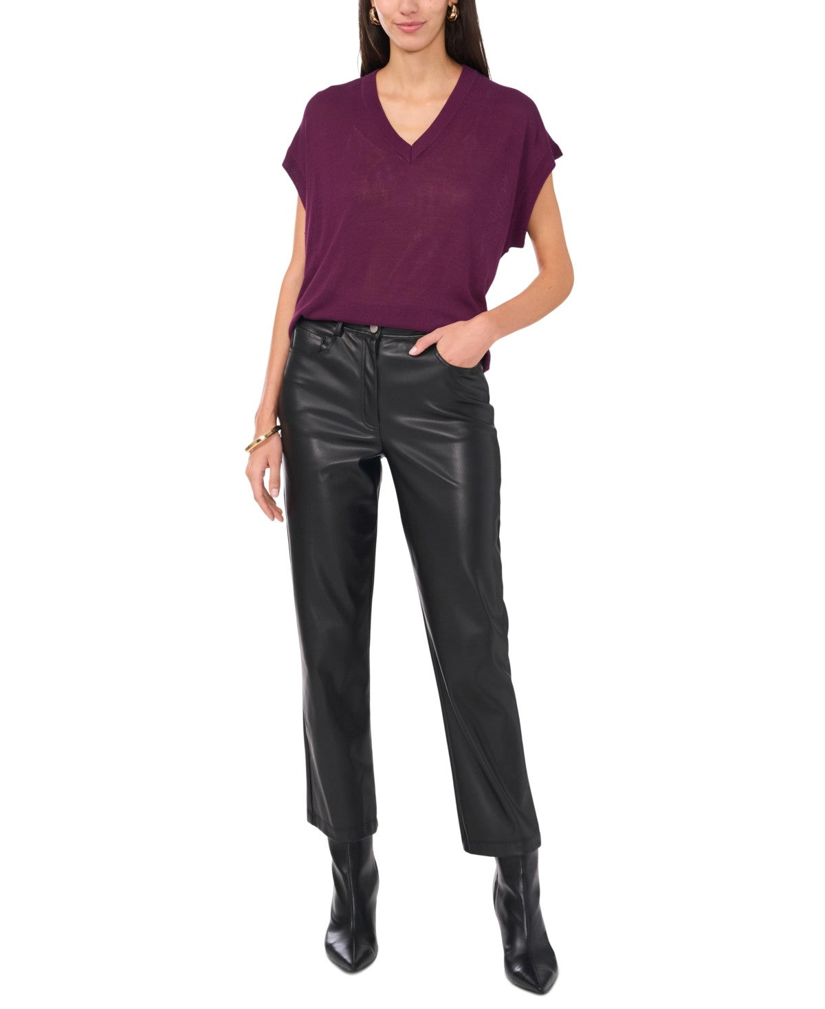 Vince Camuto Size L Purple New Blouse SS