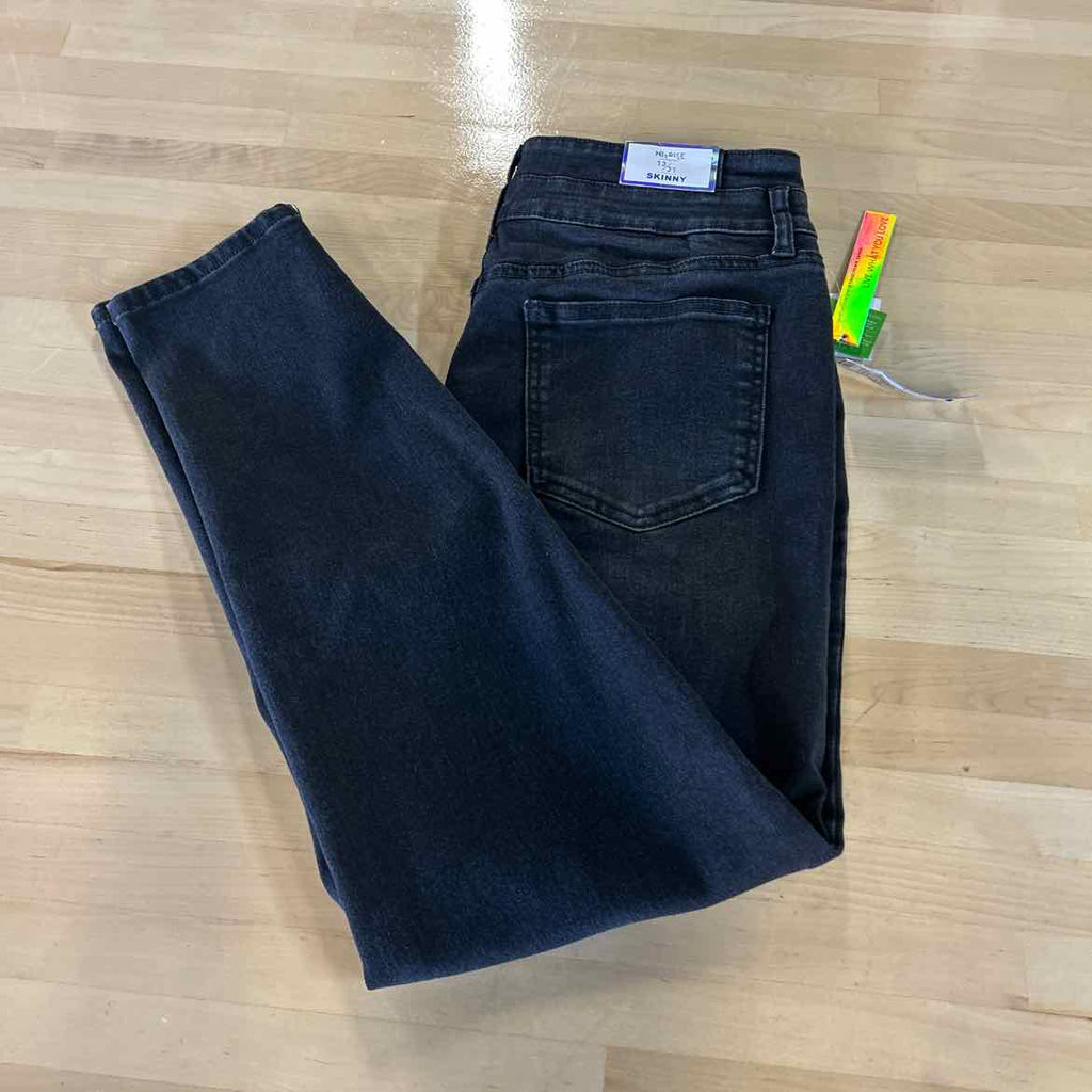 TINSELTOWN Size 13 High-Rise Double-Waistband Skinny Jeans - Black Wash