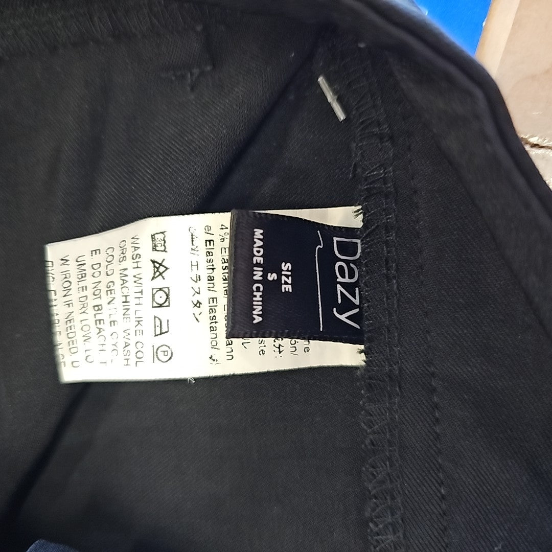 Dazy Size S Black Straight leg Pleated Front Pants
