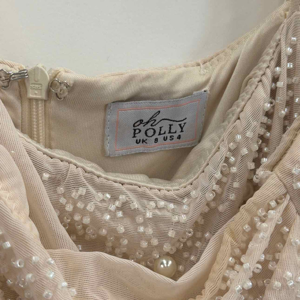 Oh Polly Size 4 Champagne Embellished Preloved Dress