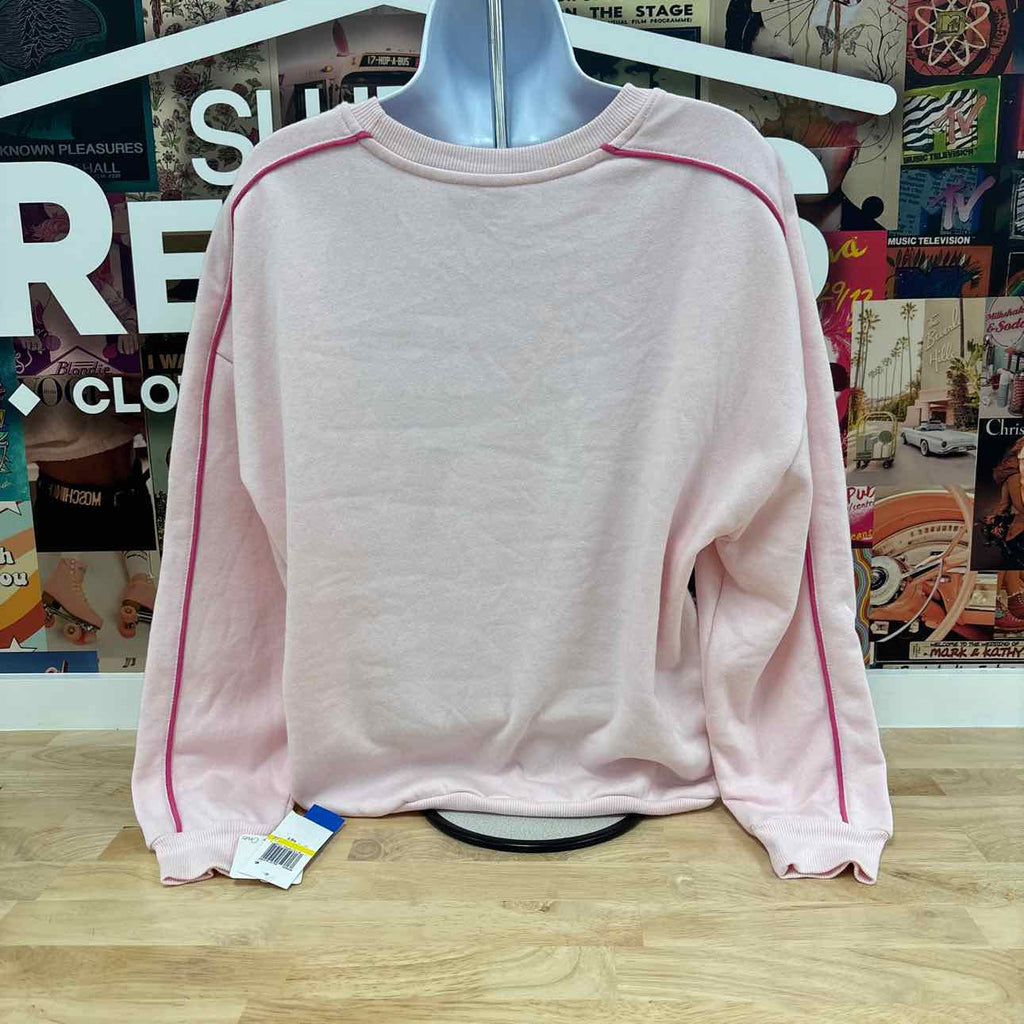 Rebellious One Juniors' New York Flocked Graphic Sweatshirt - Ballet Slipper